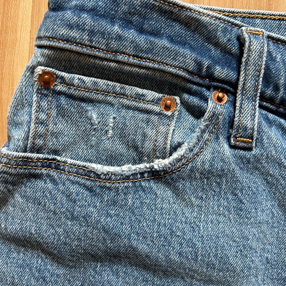 Abercrombie & Fitch Curve Love Blue Denim Cutoff Mom Shorts (NWOT) - Picture 7 of 12
